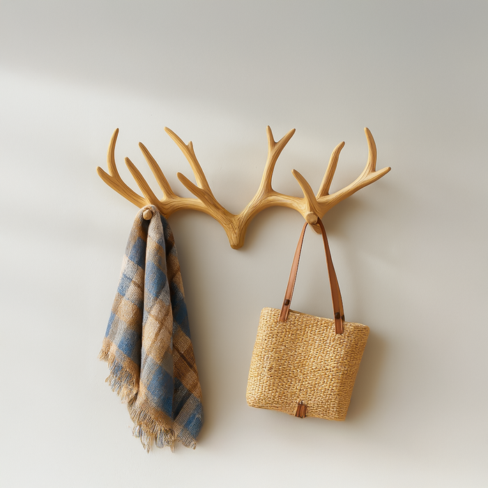 Antler Coat Rack, Minimalist Driftwood Wall-Mounted Hook Rack