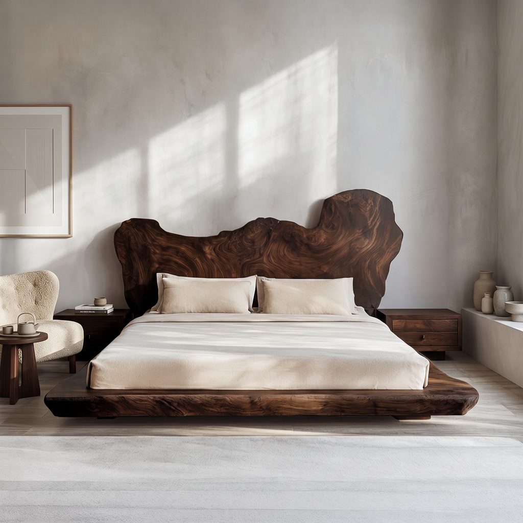 Mid Century Bedroom Low Profile Wood Bed – Style 2