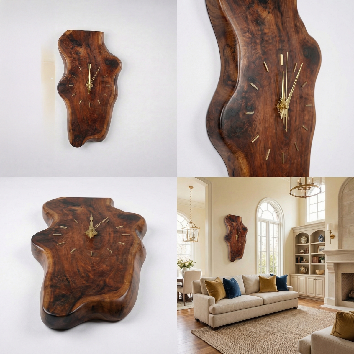 Natural Clock Wood Wall Solid Wood Living Room