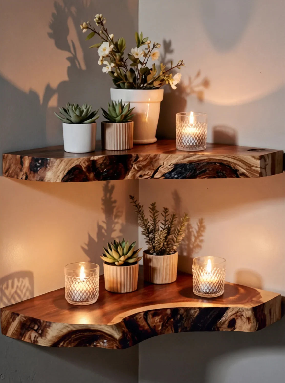 Rustic Corner Wall Shelf