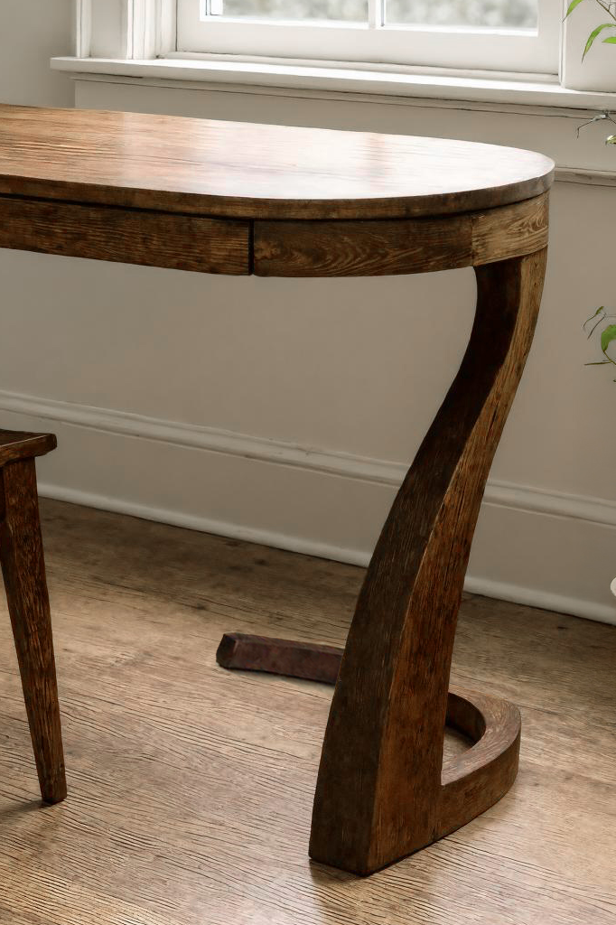 Artistic Office Desk With Curved Handcrafted Legs For Creative