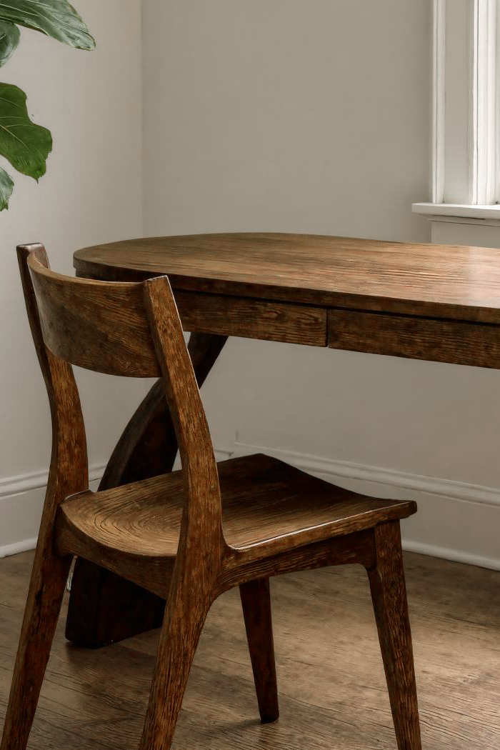 Artistic Office Desk With Curved Handcrafted Legs For Creative