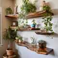 Live Edge Floating Shelf Wall Mounted Dark Brown Wood Shelf