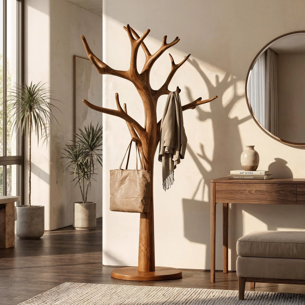 Tree Coat Stand, Rustic Driftwood Branch Coat Rack for Mudroom