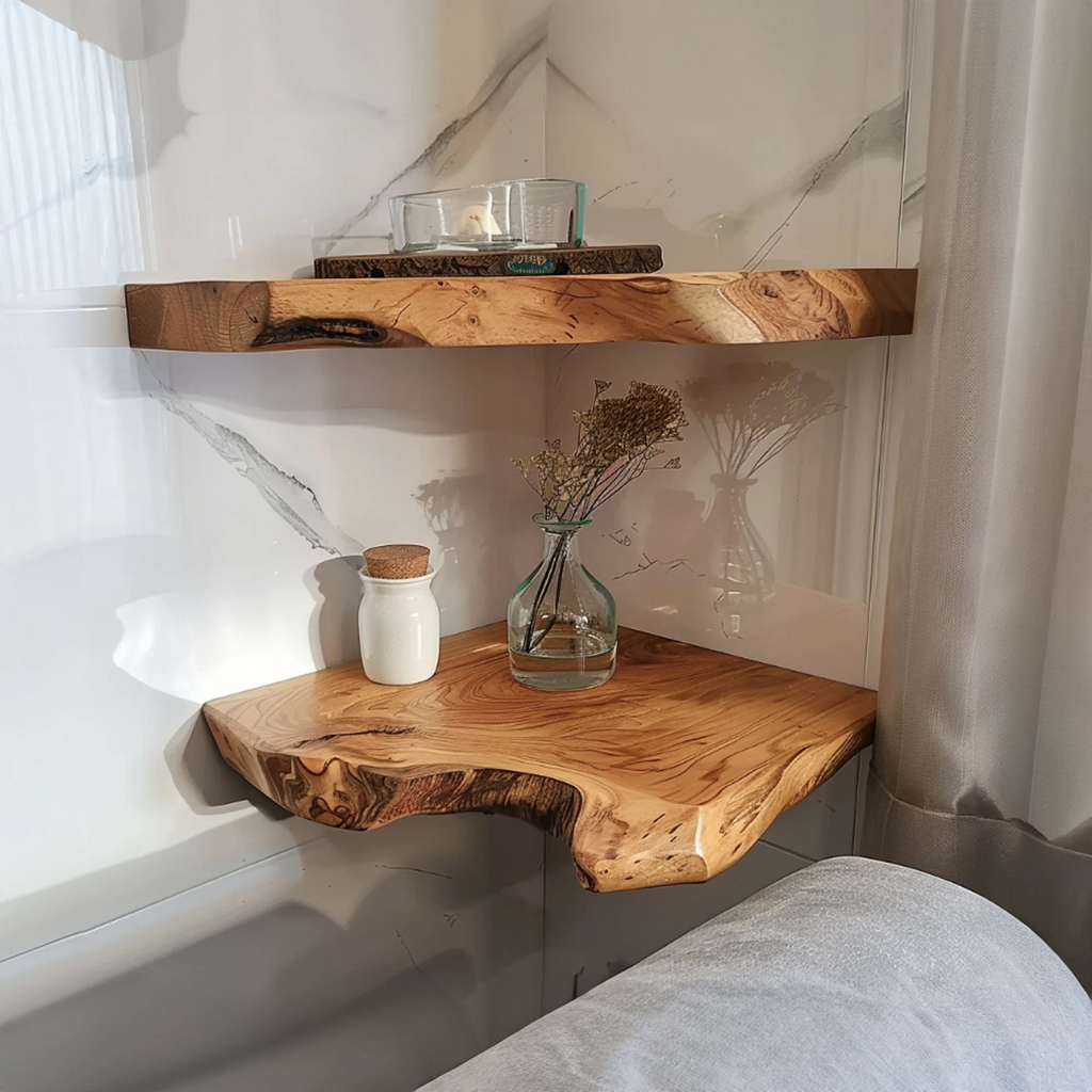Live Edge Floating Corner Shelves