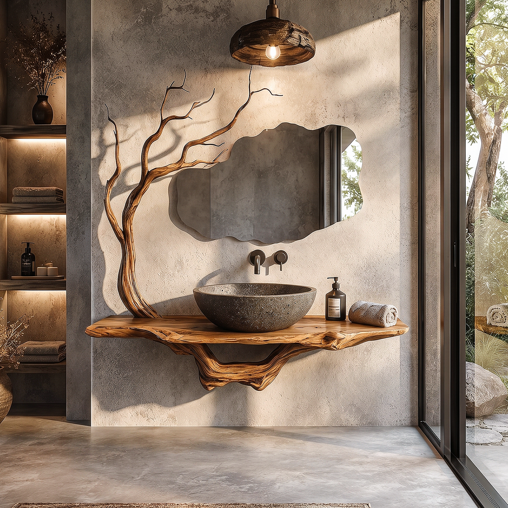 Organic Tree Branch Bathroom Vanity Wall Mounted Sink Console