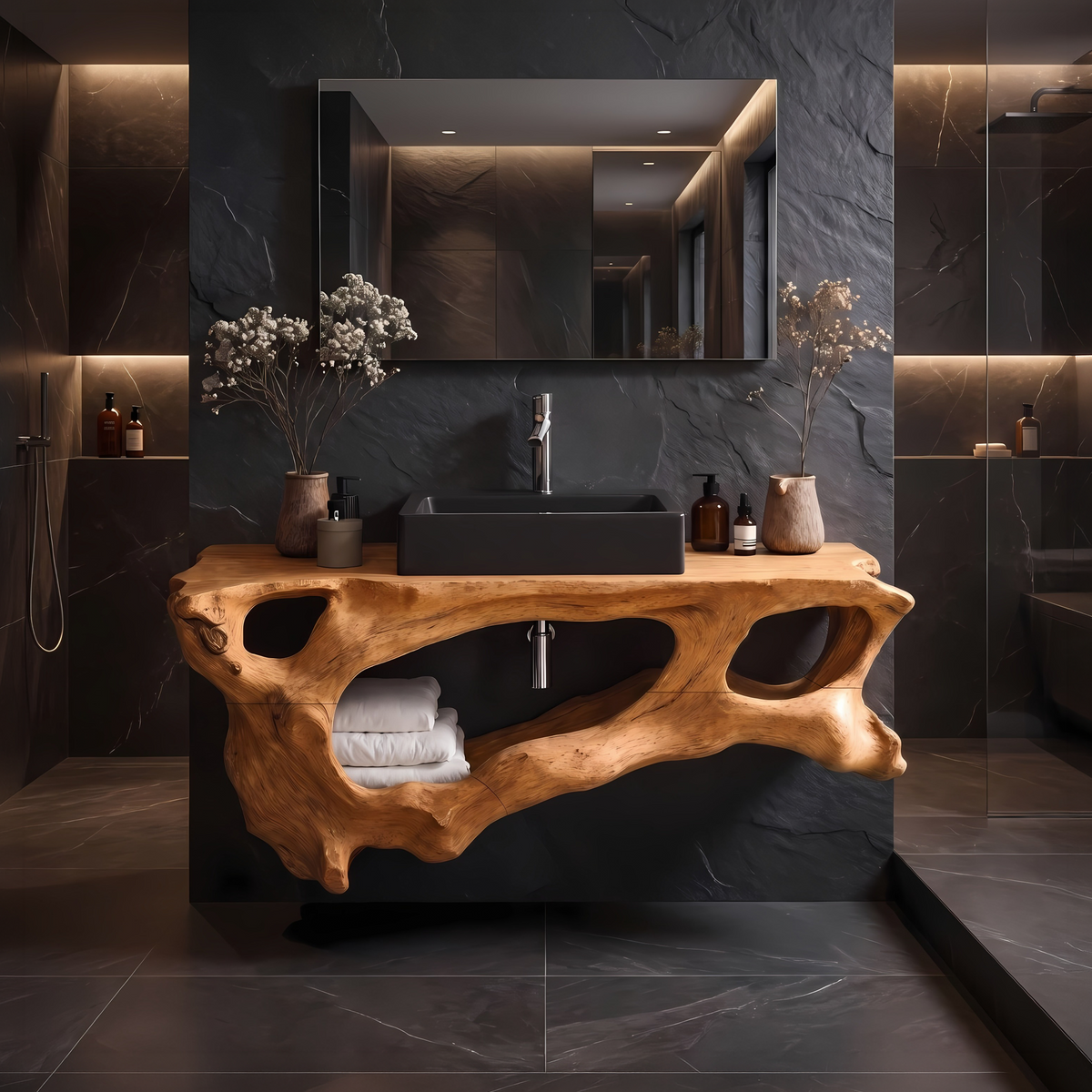 Floating Bathroom Vanity Shelf, Modern Wood Sink Countertop