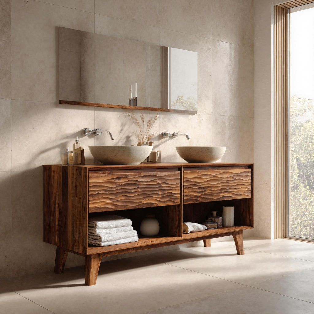 Contemporary Bathroom Vanity Open Shelf Storage For Bathroom