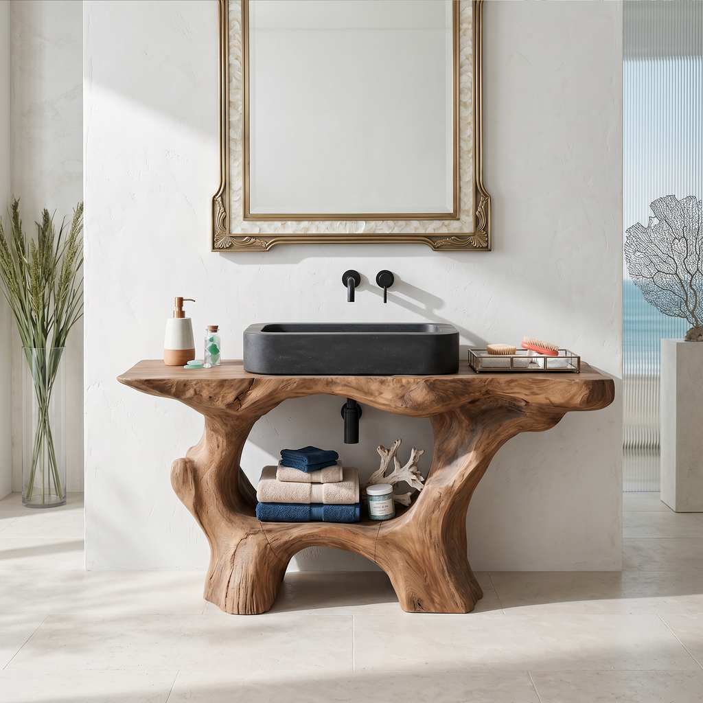 Farmhouse Solid Wood Vanity For Rustic Bathroom