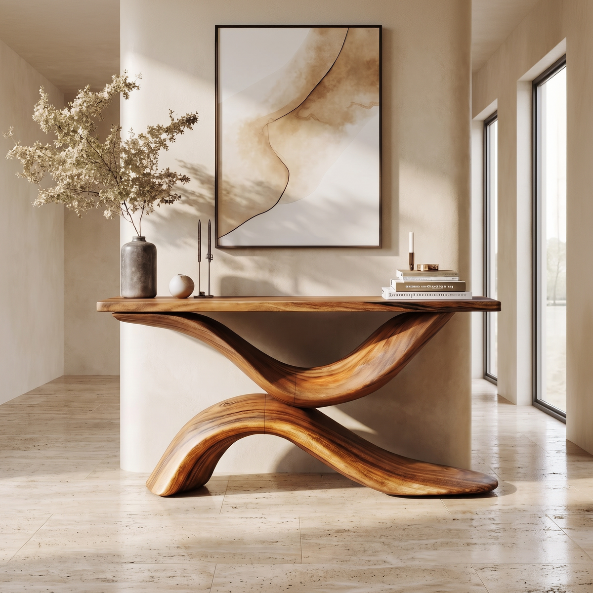 Live Edge Console Table Handcrafted Solid Wood Entryway Table