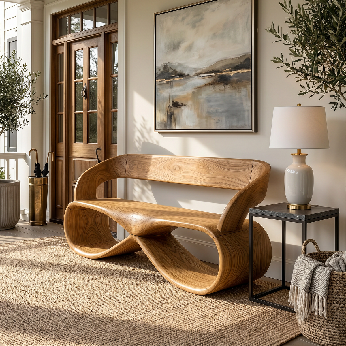 Luxury Solid Wood Bench Designer Interior