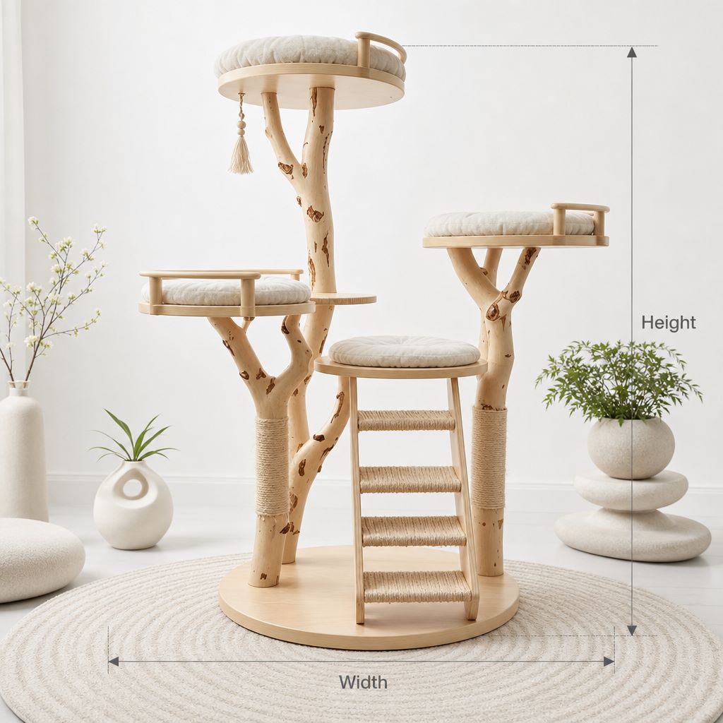 Rustic Solid Wood Cat Tree