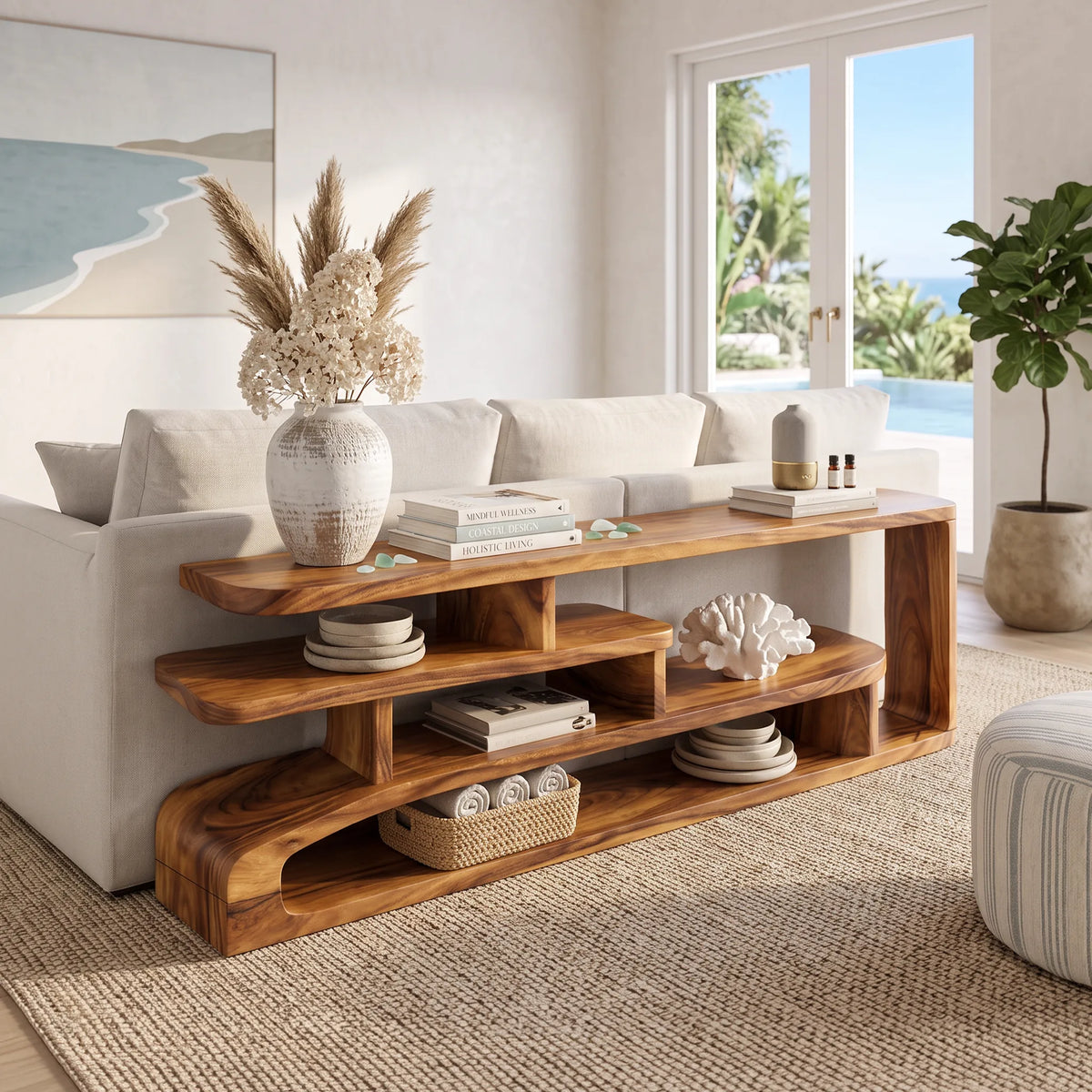 Contemporary Layered Console Table For Modern Hallway