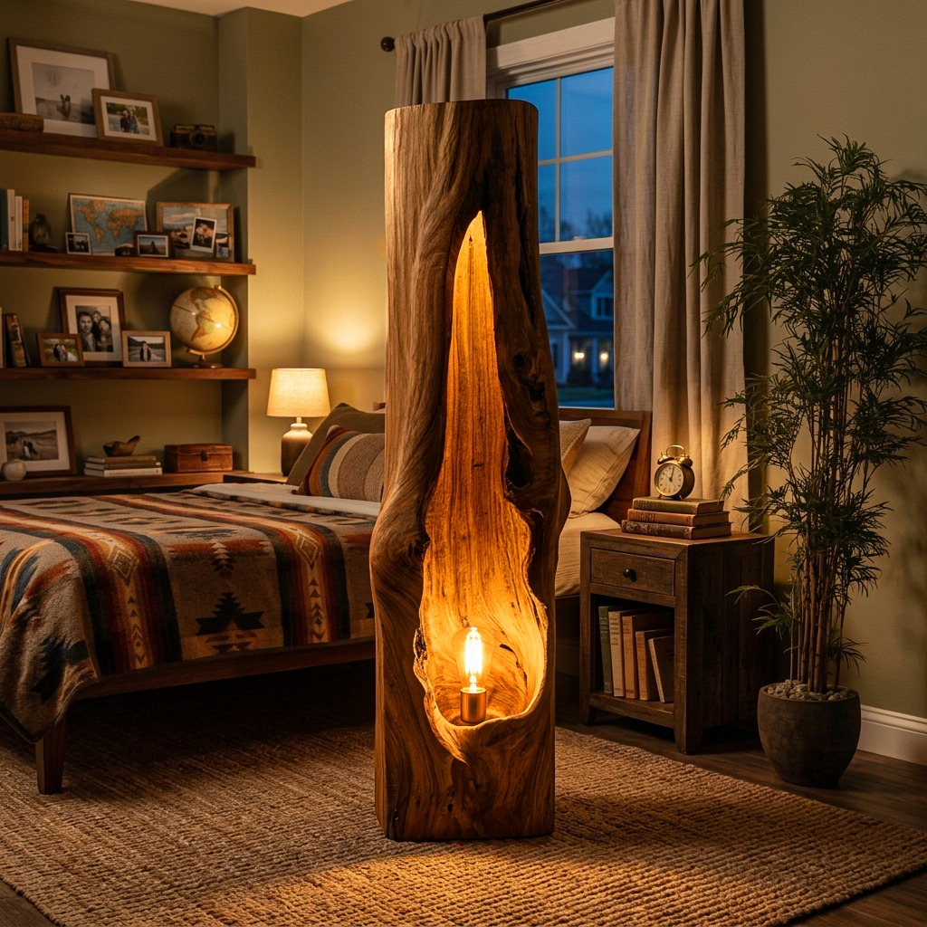 Rustic Wooden Floor Lamp