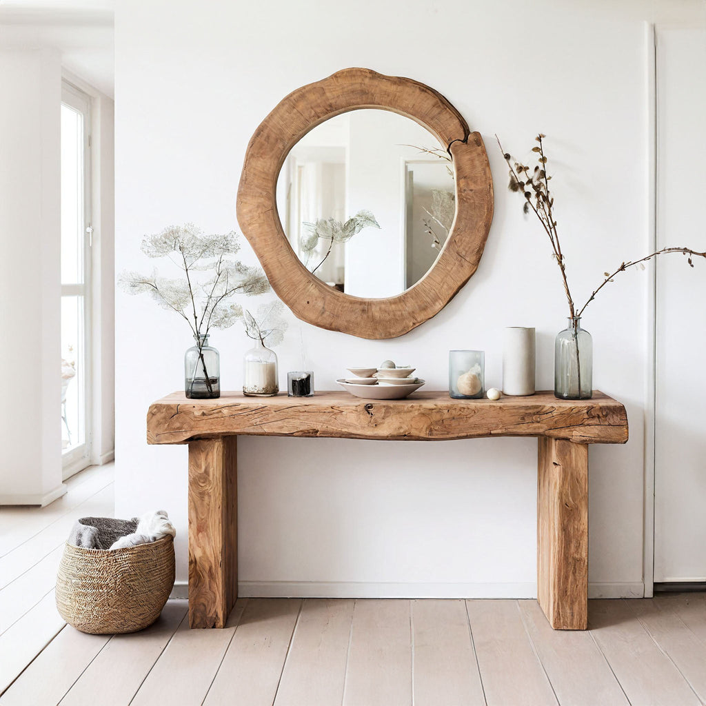Entryway Console Table, Rustic Solid Wood Hallway Table