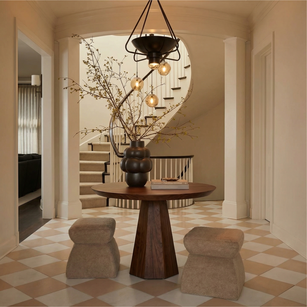 Contemporary Organic Round Entryway Foyer Table For Entryway