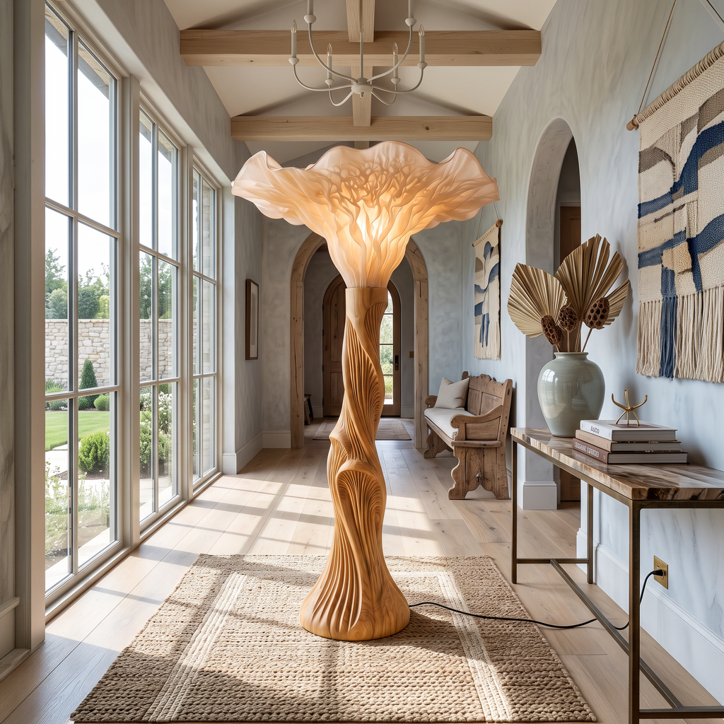 Boho Floor Lamp Blooming Mushroom Shade Reading Nook