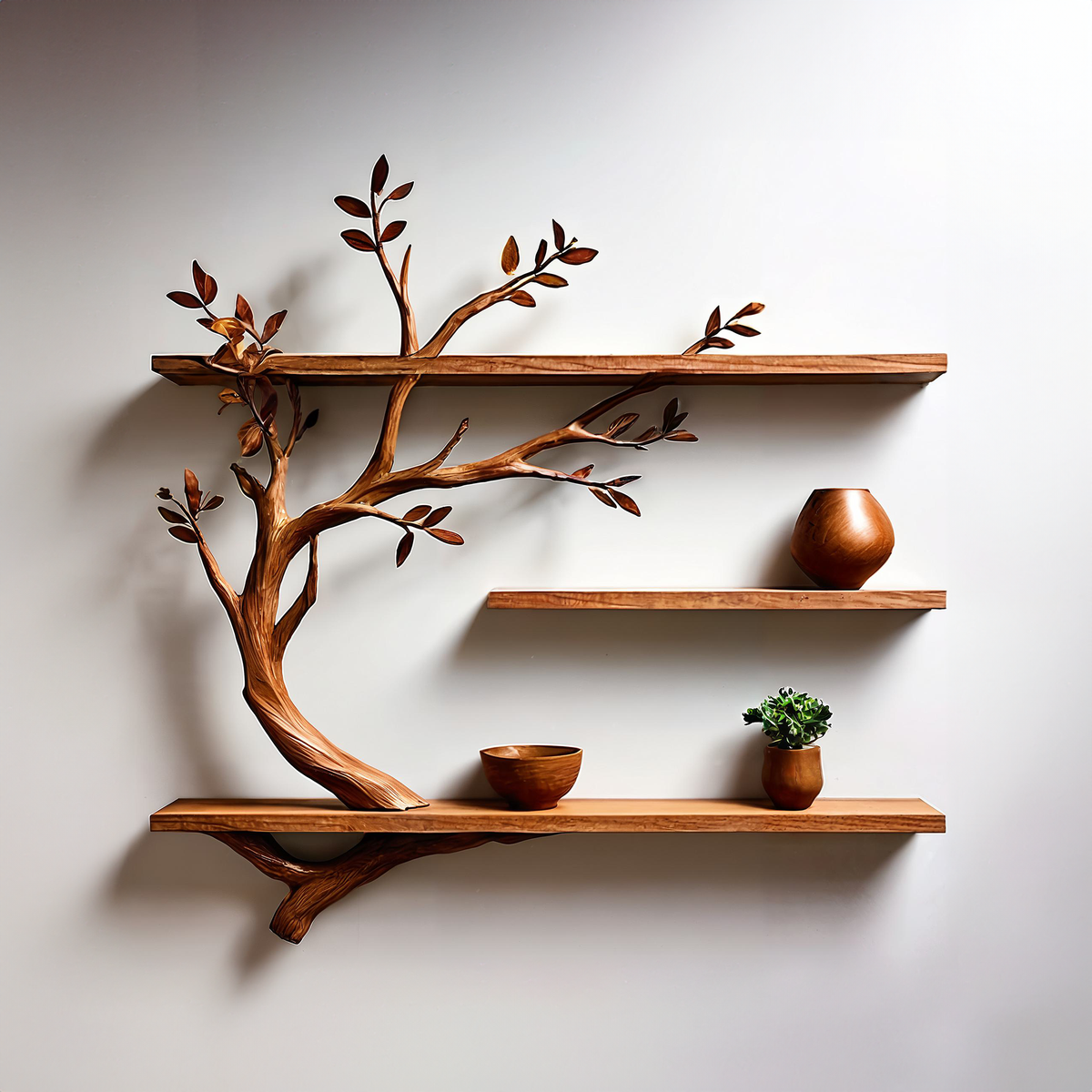 Custom Floating Bookshelf Driftwood Tree Branch Wall Mount