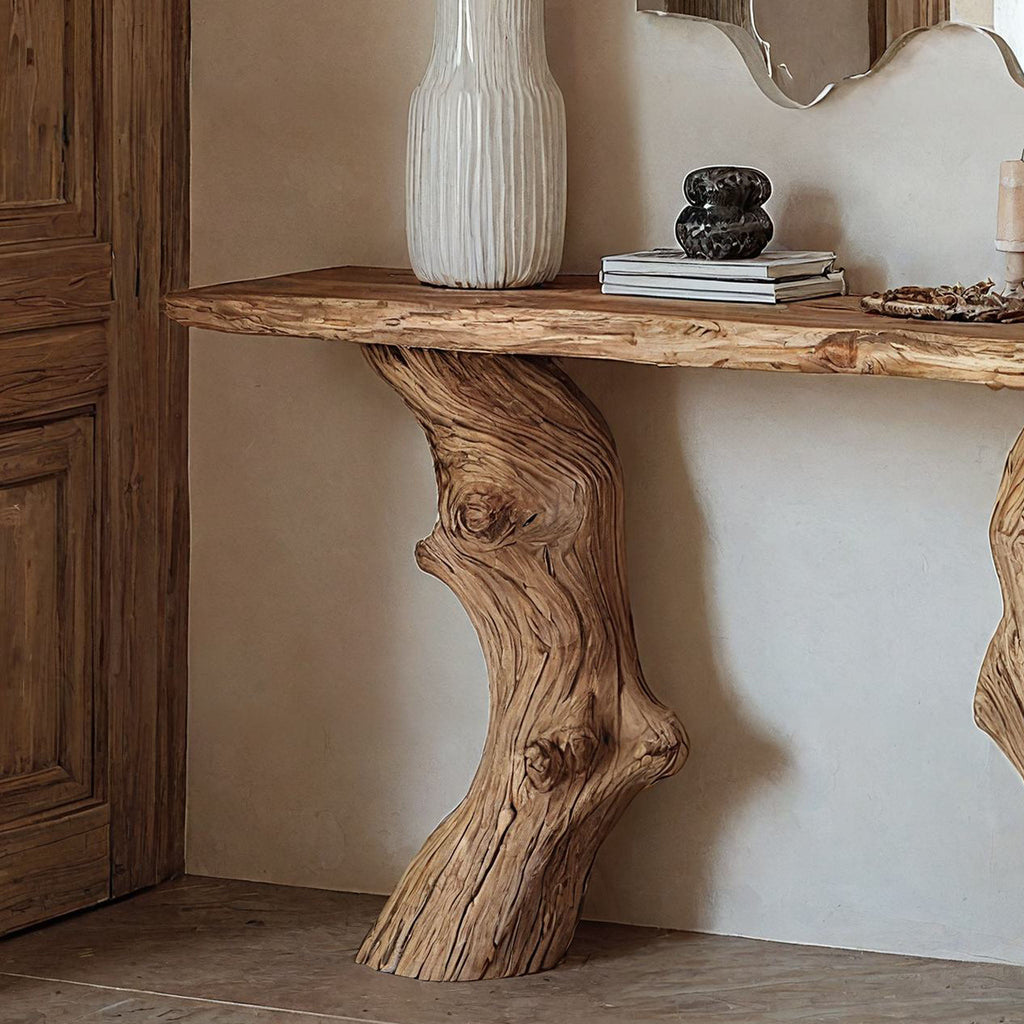 Handcrafted Wood Entry Console Table