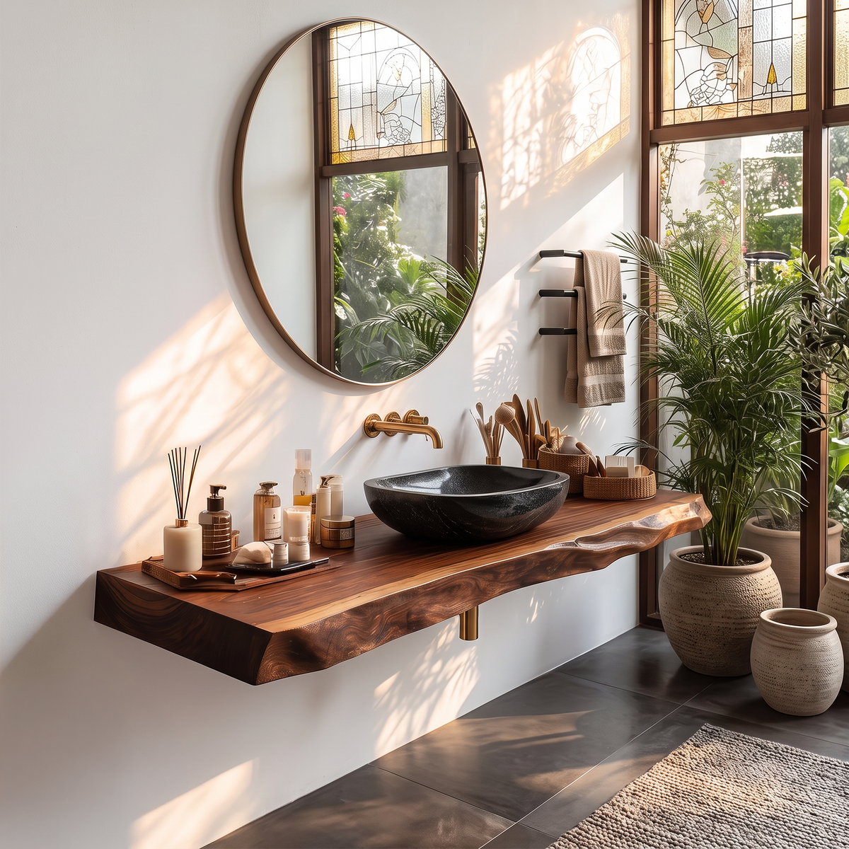 Mid Century Bathroom Vanity With Modern Wood Finish