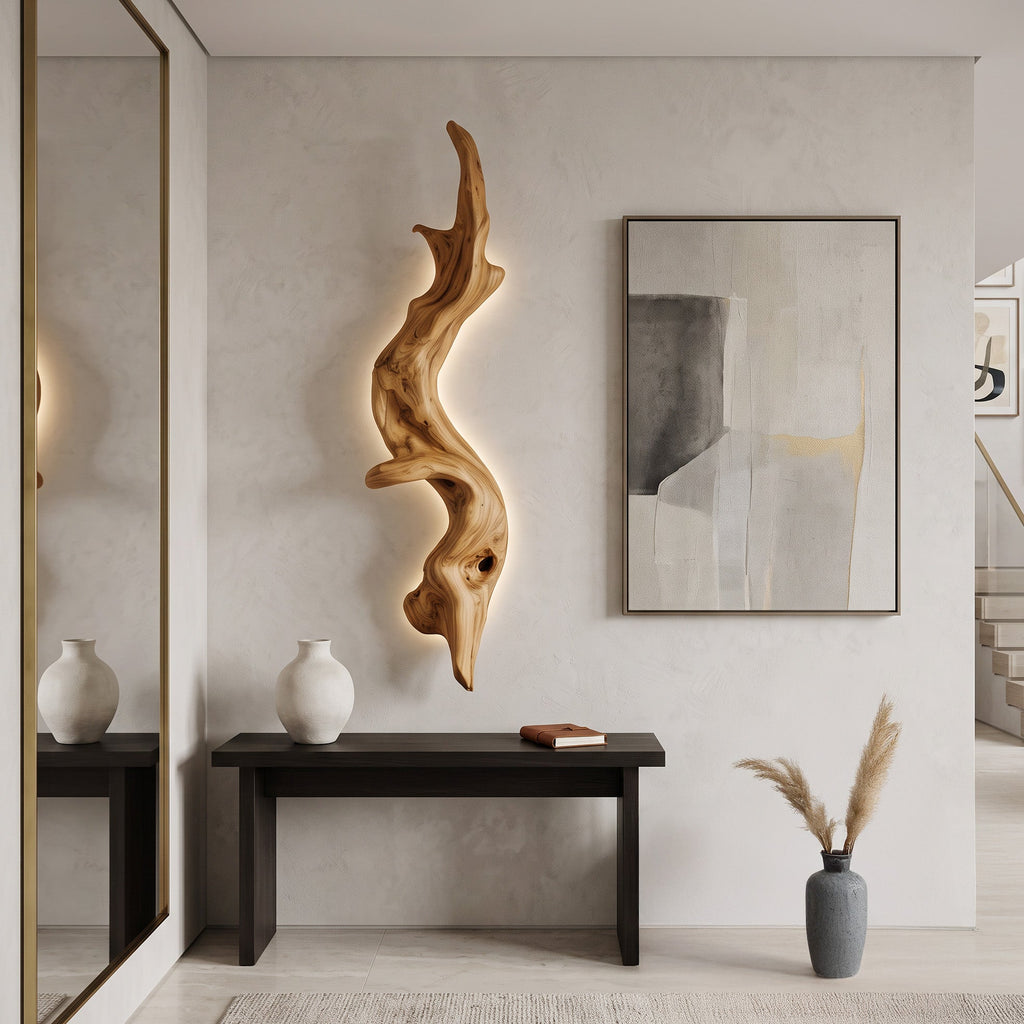 Rustic Organic Wall Lamp Sculpture