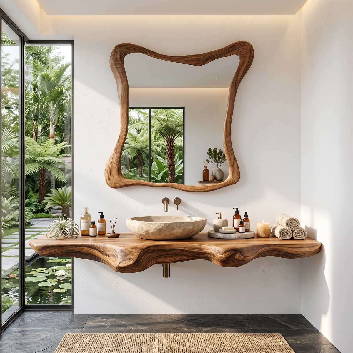 Mid Century Solid Wood Vanity For Sleek Bathroom
