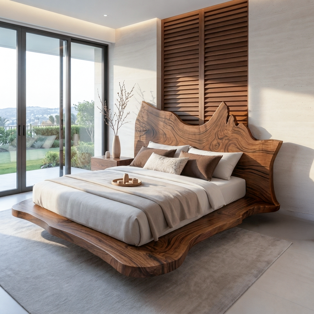 Contemporary Live Edge Bed Frame For Master Bedroom