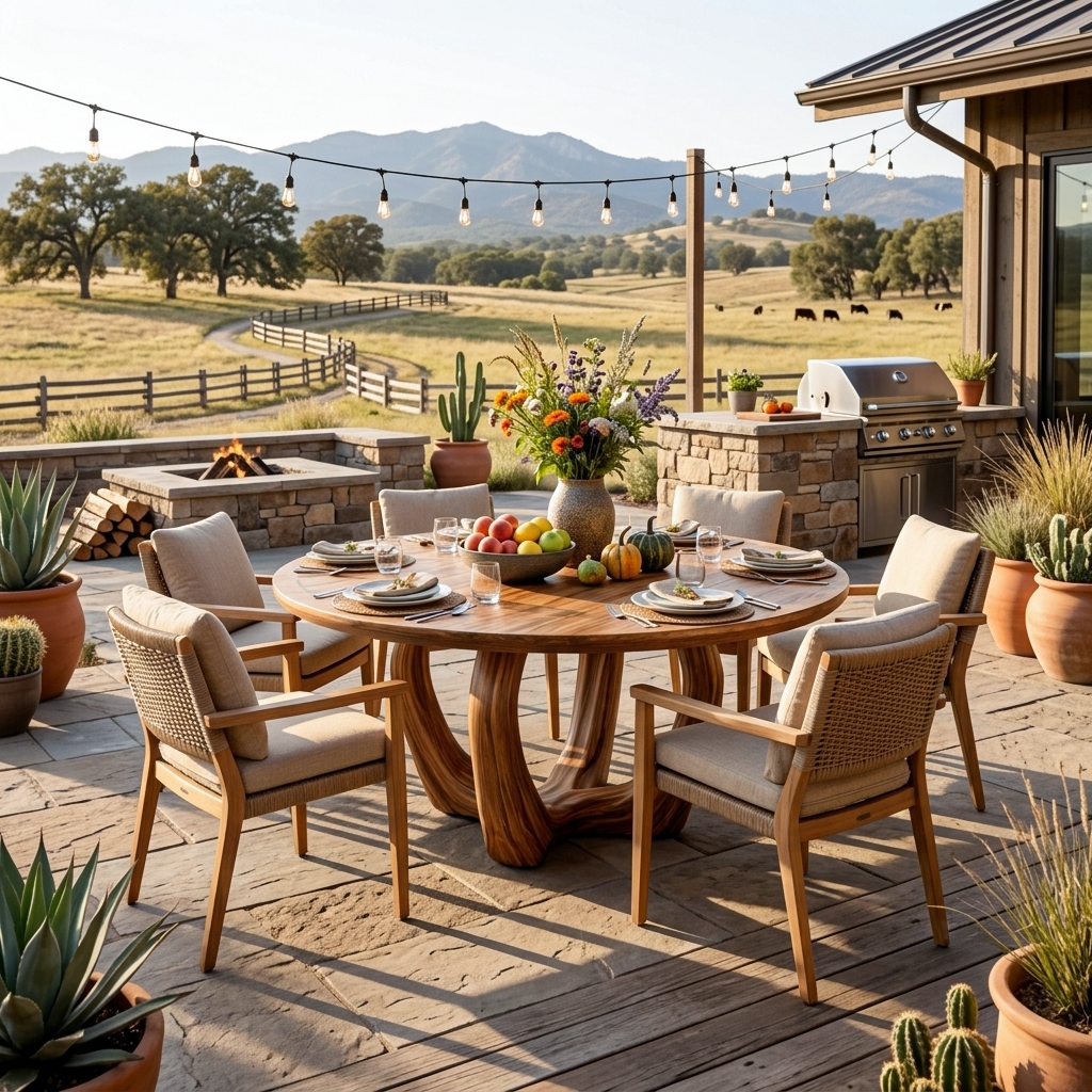 Elegant Wooden Round Dining Table For Dining Area