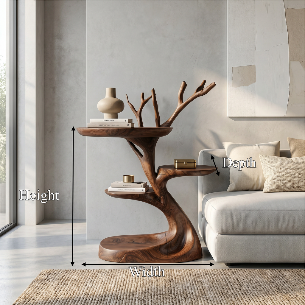 Rustic End Table With Tree Root Design