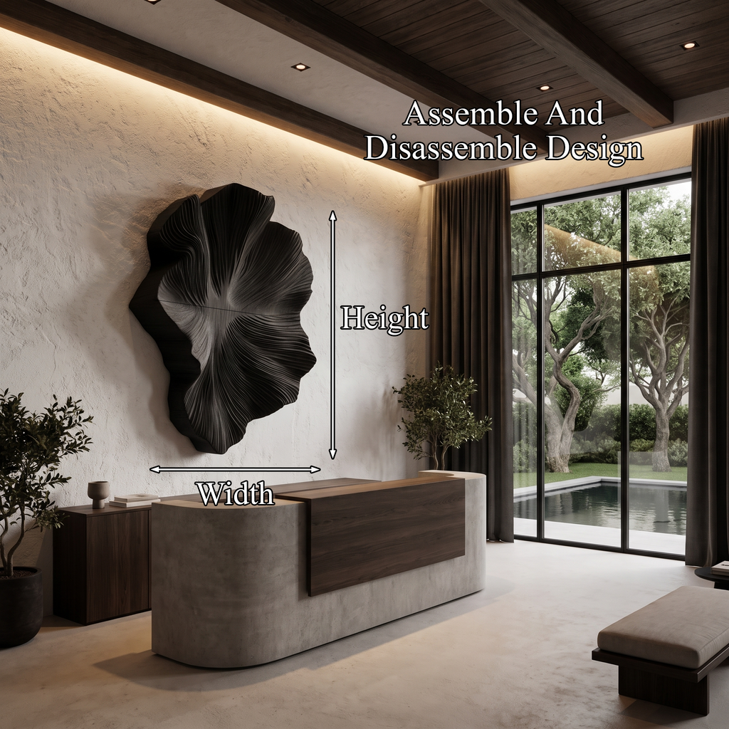 Contemporary Wood Wall Sculpture With Botanical Relief Design For Living Room And Hallway