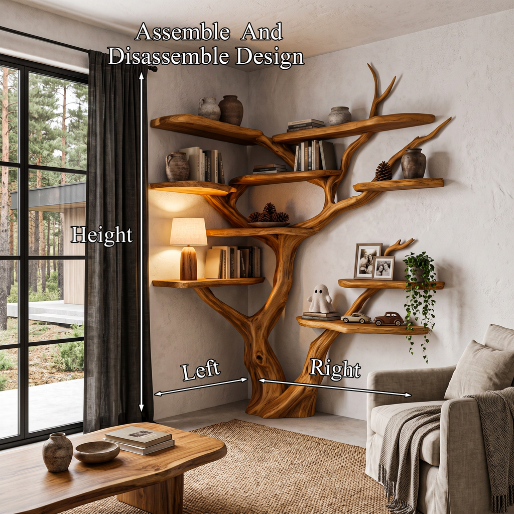 Contemporary Tree Bookshelf With Corner Branch Design For Home Office