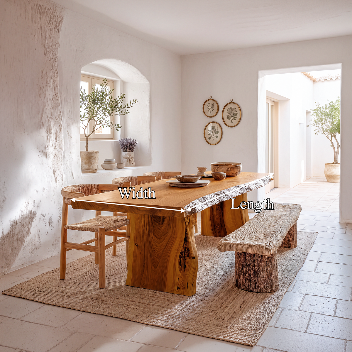 Dining Table Walnut Wood Live Edge Modern Gift