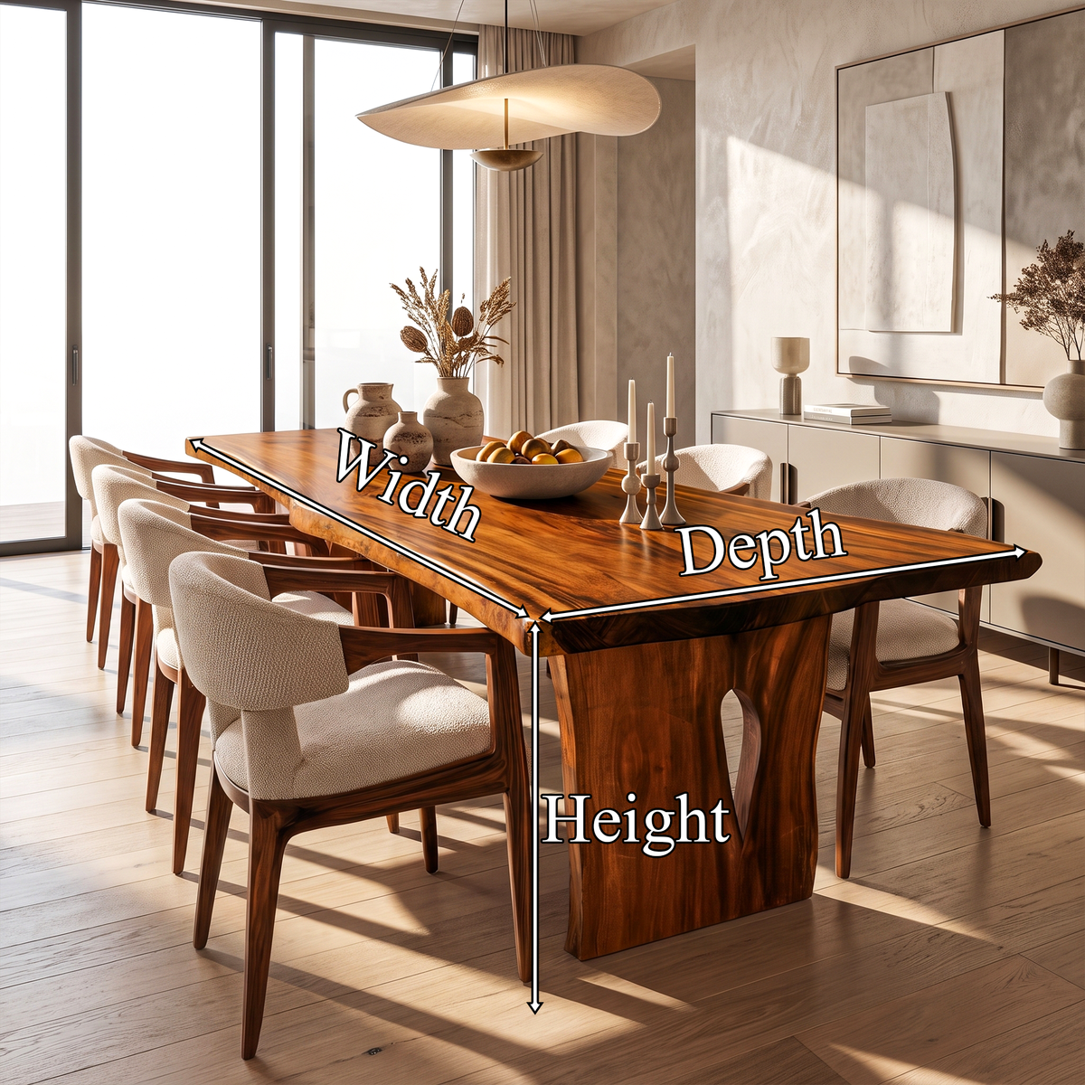 Contemporary Dining Table With Freeform Top For Dining Room