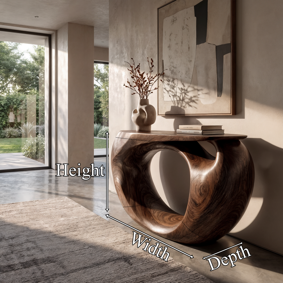 Console Table Organic Hollow Base Design For Entryway