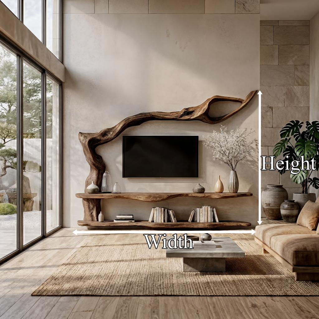 Contemporary TV Cabinet With Sculptural Tree Inspired Base For Living Room