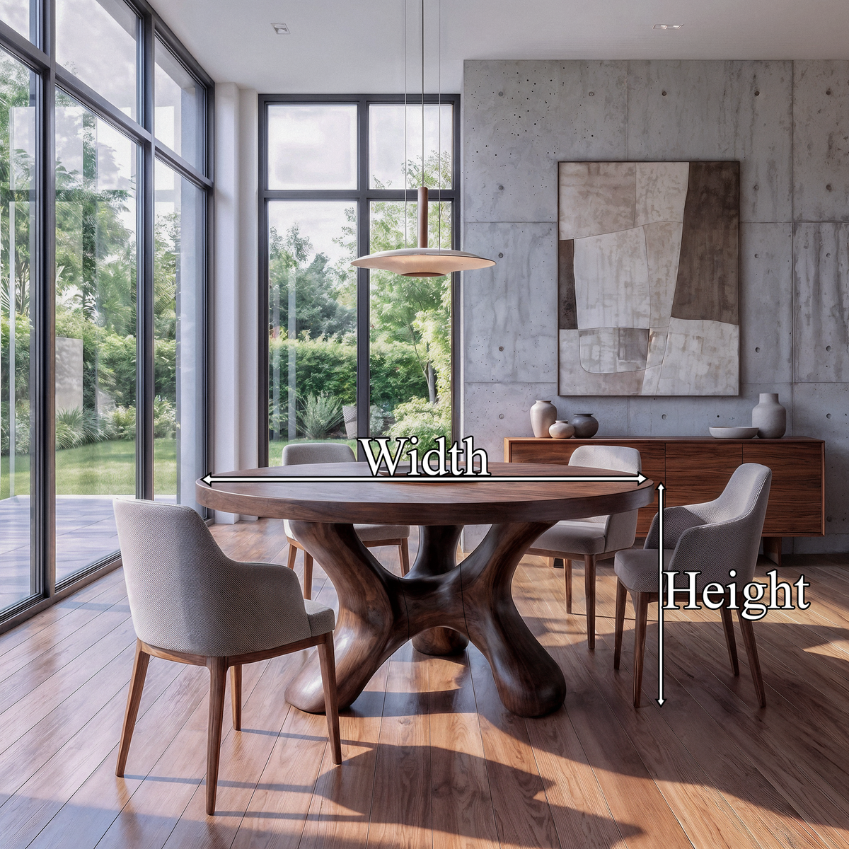 Contemporary Round Dining Table With Flowing Crossed Design For Dining Room And Living
