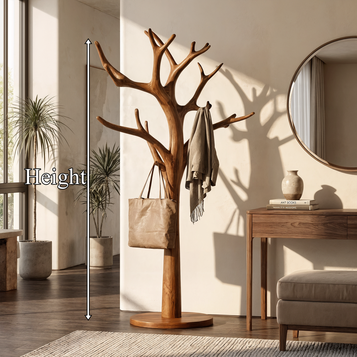 Tree Coat Stand, Rustic Driftwood Branch Coat Rack for Mudroom