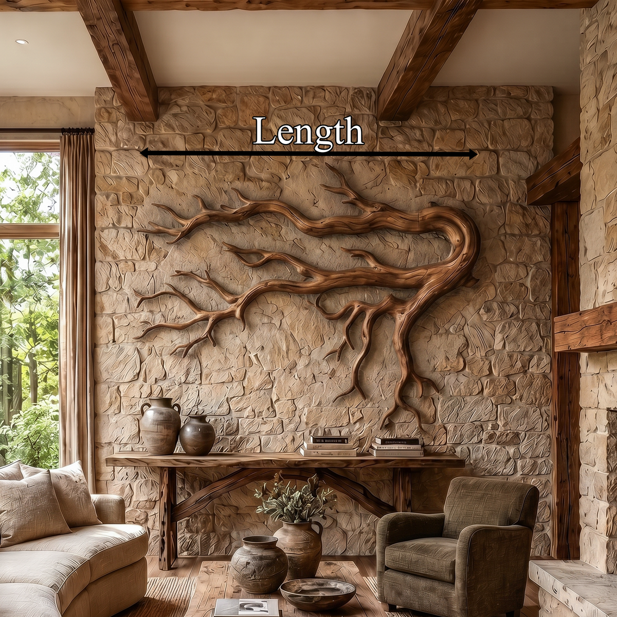 Driftwood Root Wall Sculpture, Rustic Solid Wood Wall Art