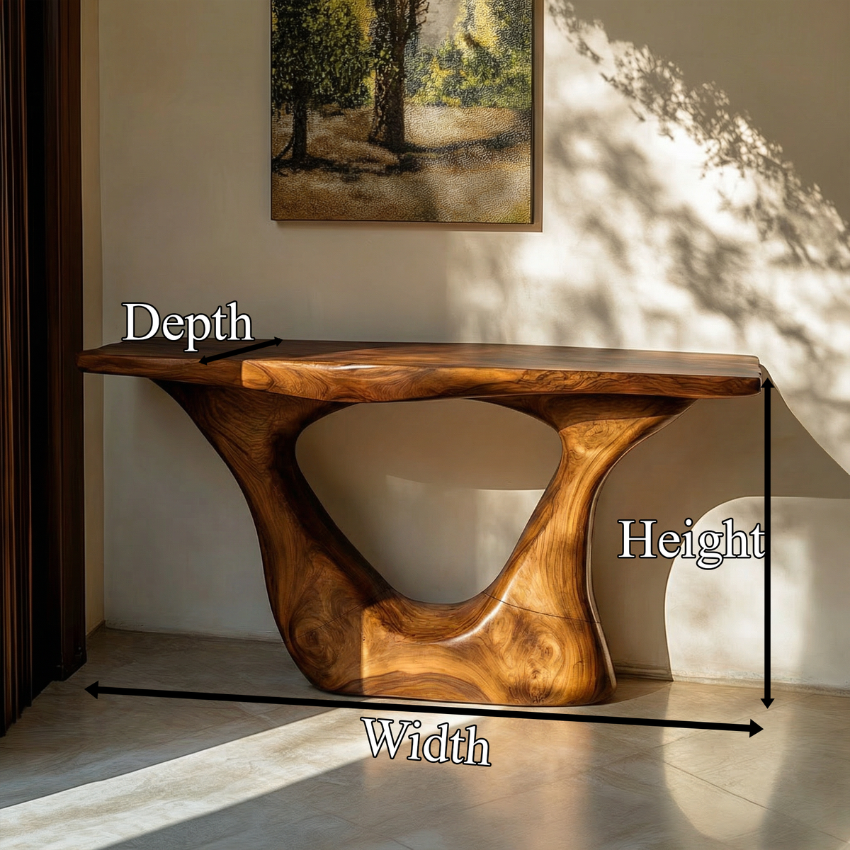 Contemporary Organic Sculptural Console Table For Entryway And Living Room Space