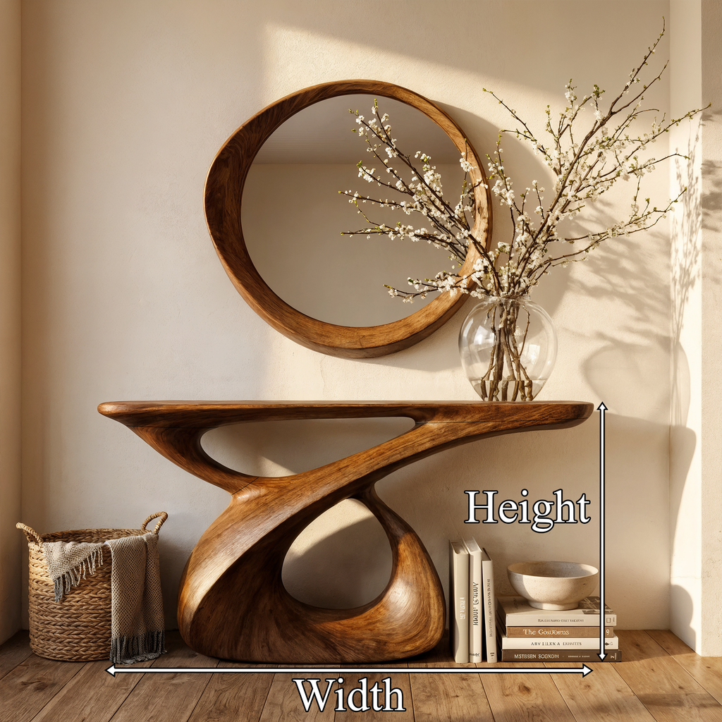 Mid Century Console Table, Narrow Solid Wood Entryway Table