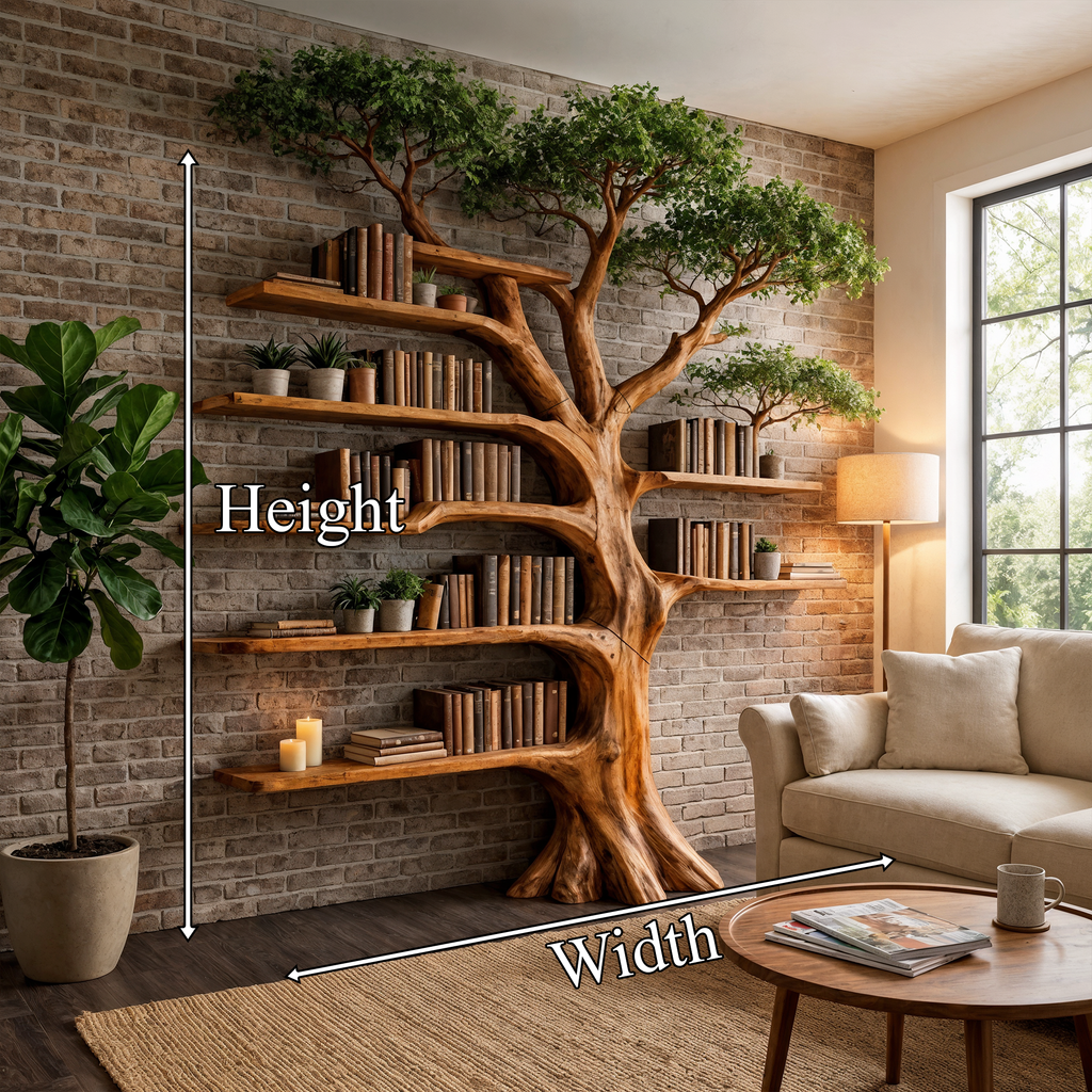 Tree Bookcase with Bench Seat 70x80 in – Squid Handicraft