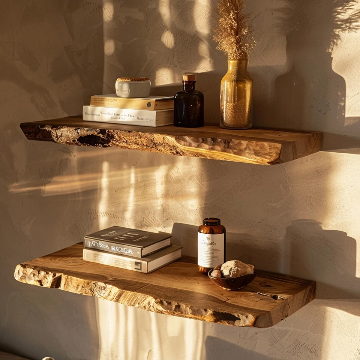 Floating Custom Wall Shelf Live Edge