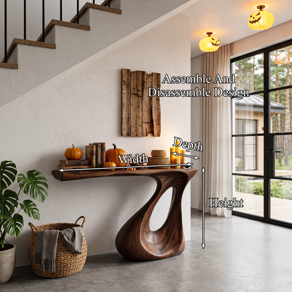 Contemporary Halloween Statement Console Table With Curved Open Base For Living Room