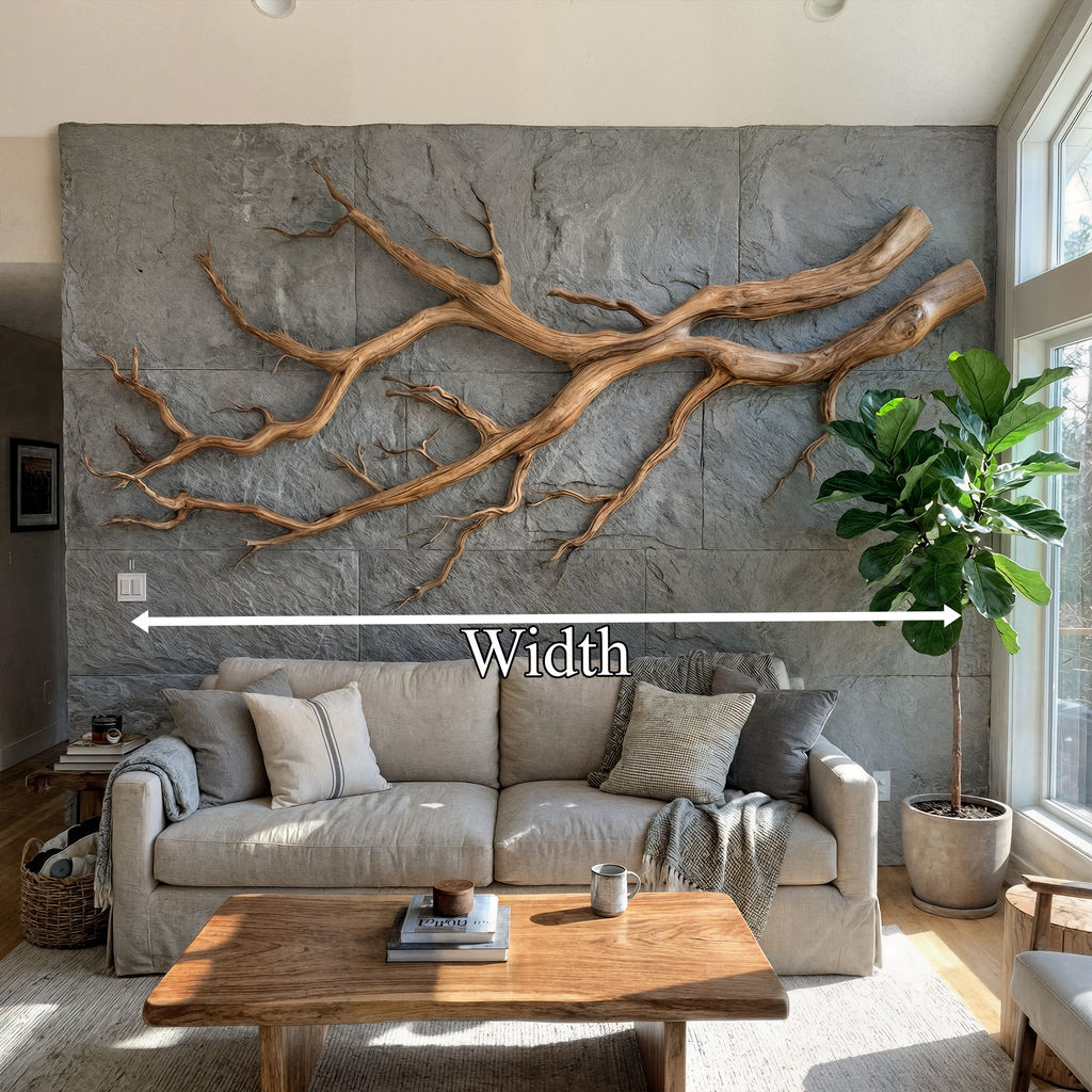 Driftwood Style Wall Decor, Modern Farmhouse Carved Wood Sculpture