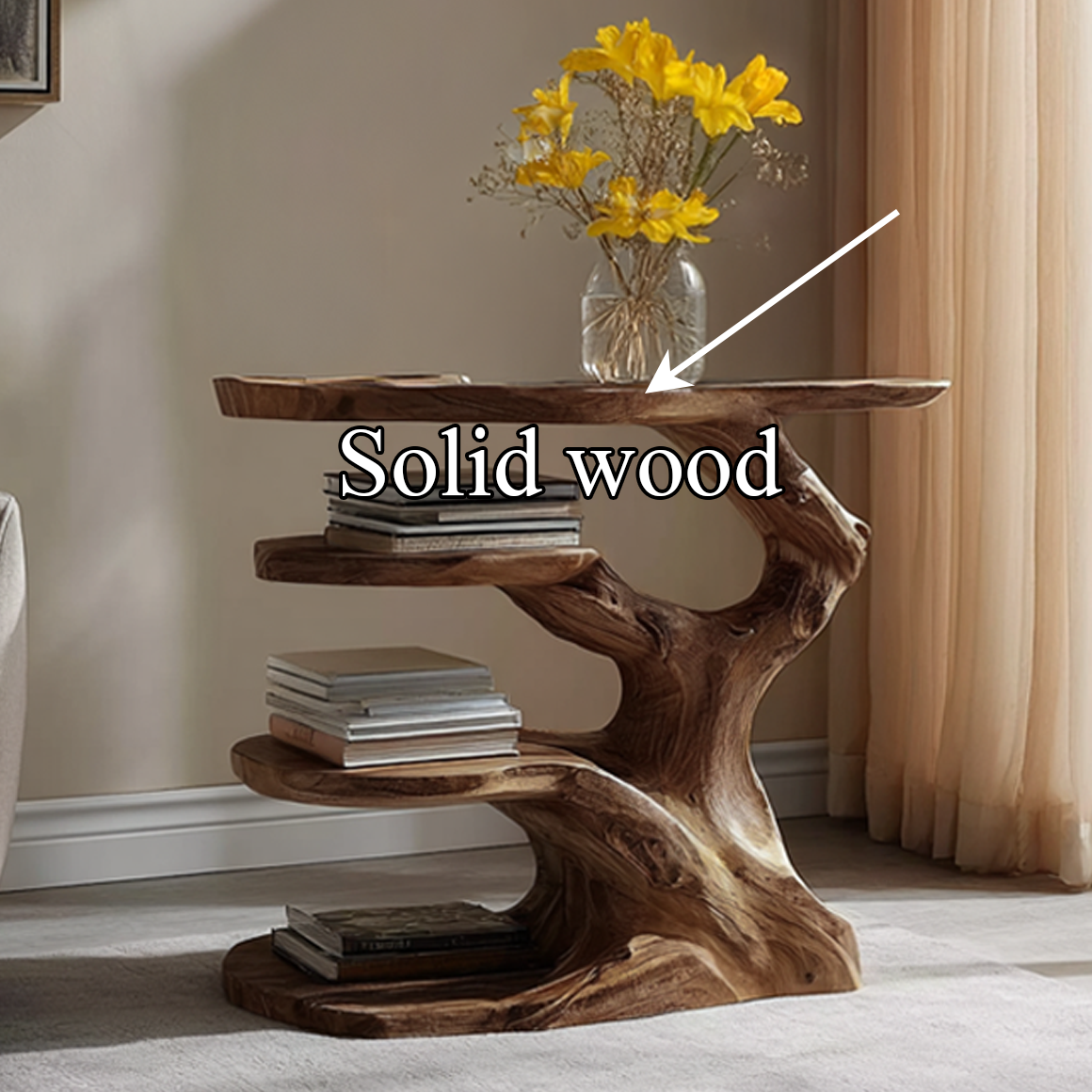 Free Standing Rustic Tree Side Table Bedroom