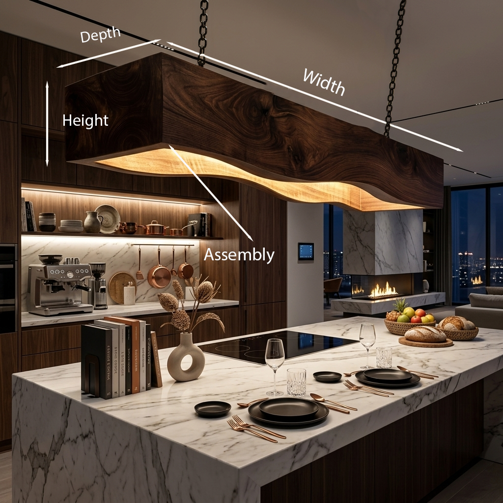 Long Wooden Hanging Lamp For Dining Tables