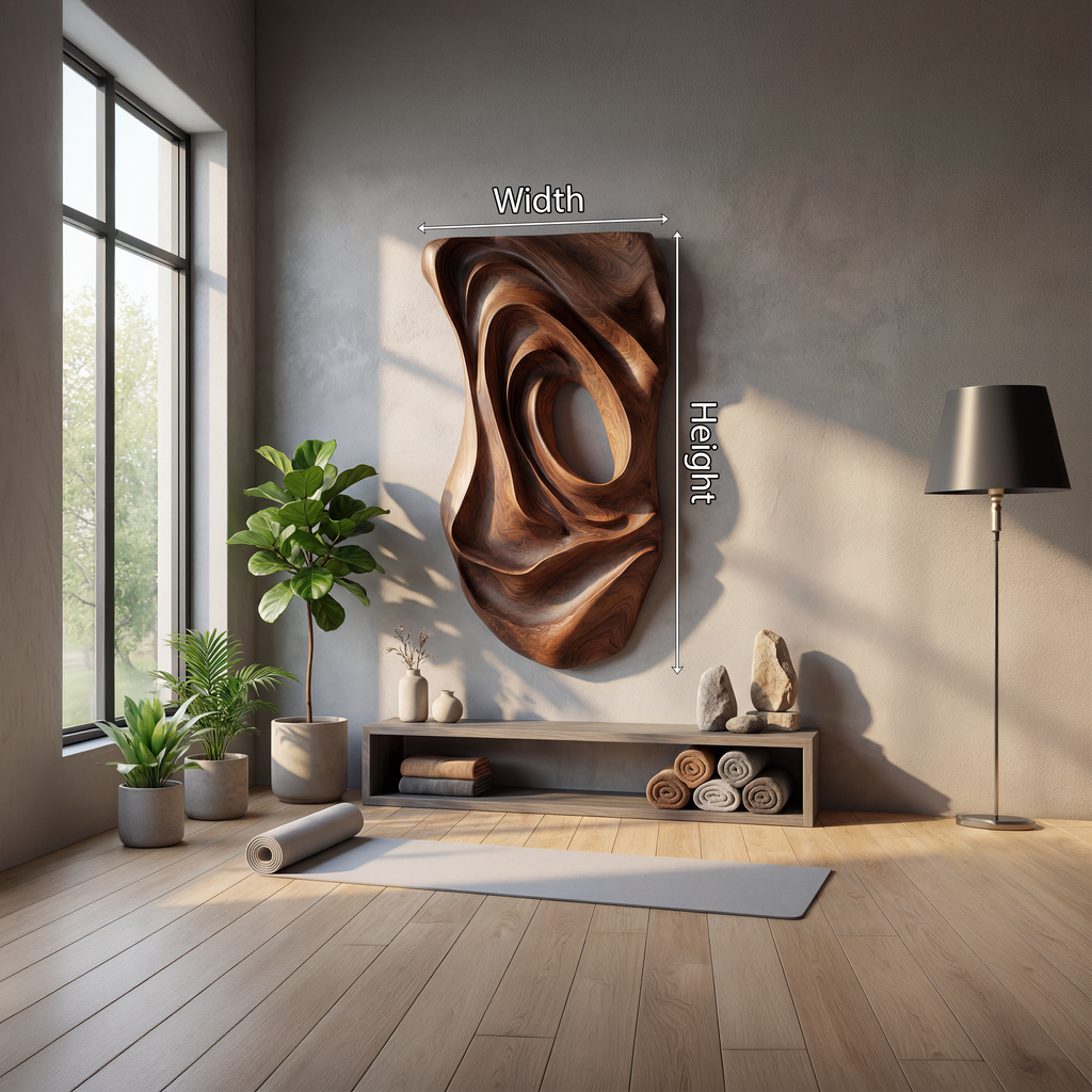 Contemporary Fluid Wood Wall Art Panel, Handcrafted Modern Abstract Ripple Wooden Wall Sculpture Decor for Entryway & Living Room