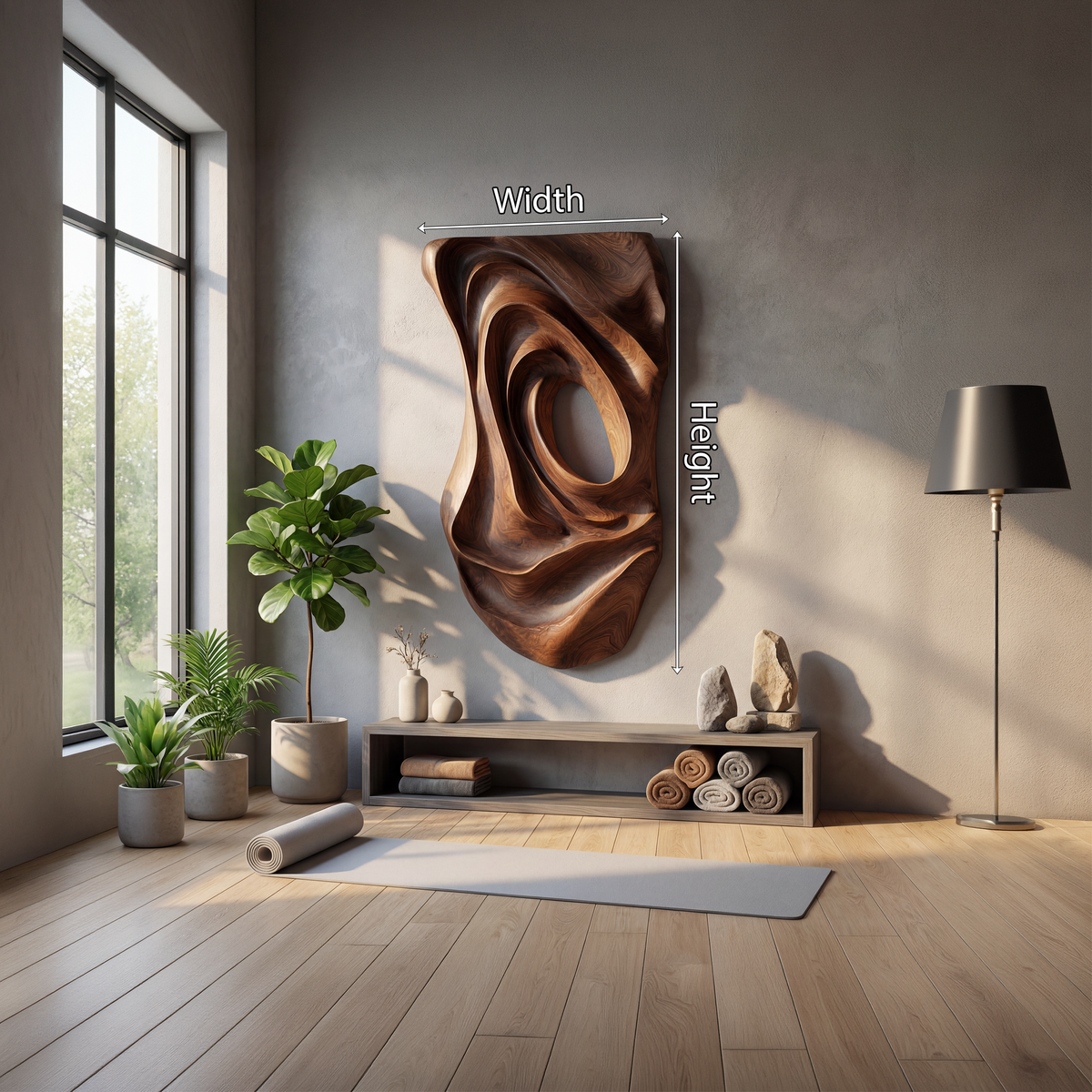 Contemporary Fluid Wood Wall Art Panel, Handcrafted Modern Abstract Ripple Wooden Wall Sculpture Decor for Entryway & Living Room