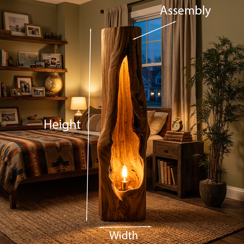 Rustic Wooden Floor Lamp