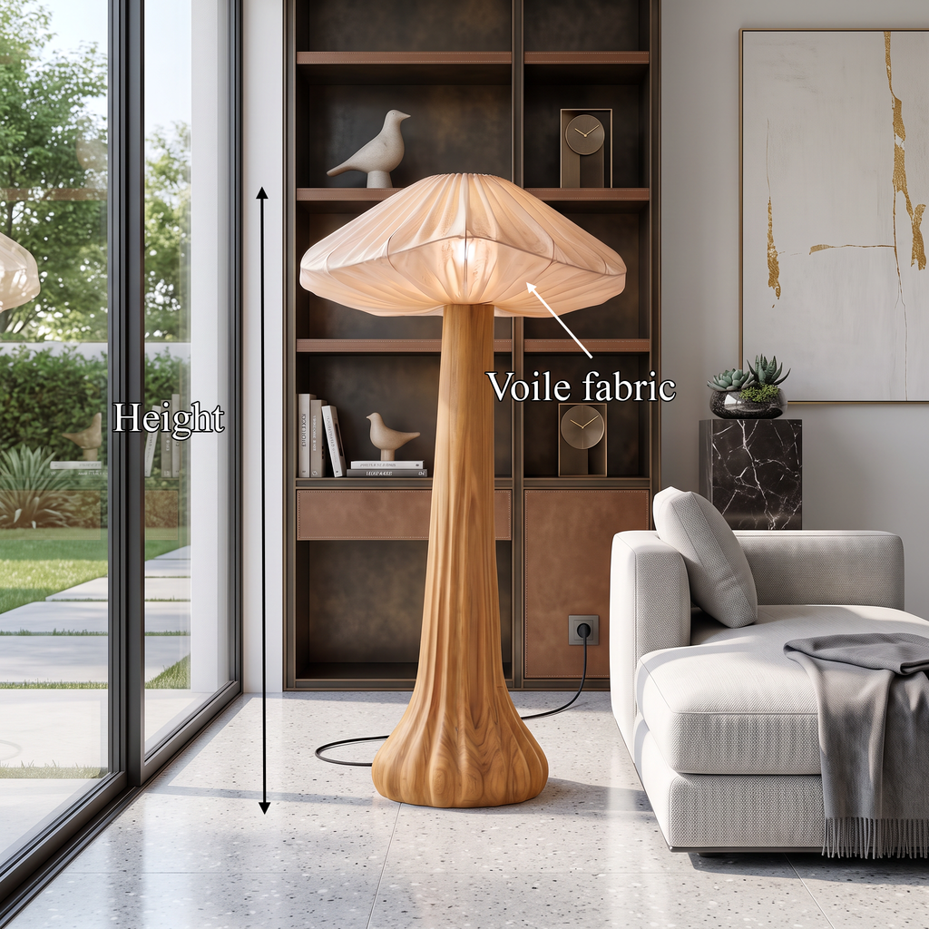 Contemporary Floor Lamp Organic Mushroom Design Reading Corner